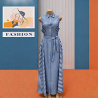 Robe d'été sans manches à col montant, rayée africaine, pour le bureau, tenue décontractée et habillée pour femme grande taille, idéale pour le quotidien