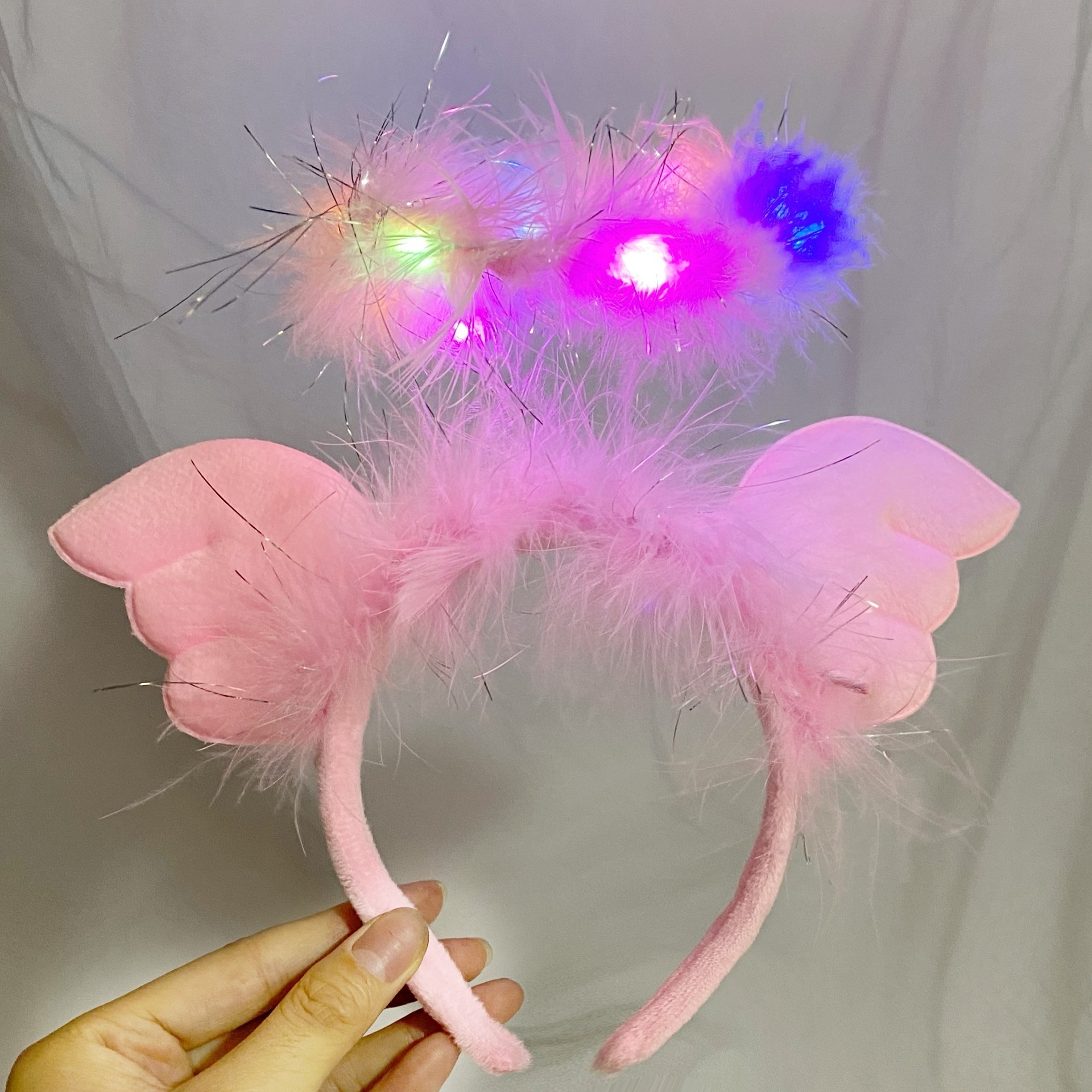 Idéal Fête Déguisement Anniversaire Mariage Perwteriy Light Up Angel Bandband LED Blanc Blanc