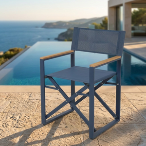 Chaise de salle à manger pliante moderne et légère <span class=keywords><strong>pour</strong></span> patio, structure <span class=keywords><strong>en</strong></span> acier thermolaqué, <span class=keywords><strong>tissu</strong></span> maillé 2x1, extérieur, avec accoudoirs <span class=keywords><strong>en</strong></span> plastique imitation bois - Product Image 3