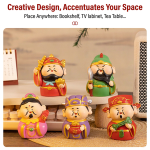 Figuras de Resina de los Cinco Dioses de la Riqueza, Pintadas a Mano, Miniaturas de Dioses de la Fortuna, Decoración para Oficina o Auto, Regalo - Product Image 5