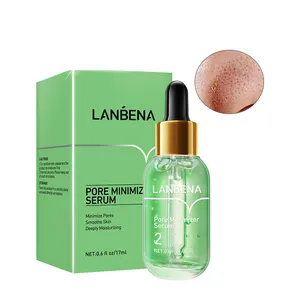 LANBENA Serum pohon teh alami, minyak pemutih kulit, Serum Anti Penuaan, penghalus pori-pori hidung, penghilang komedo, Serum Wajah