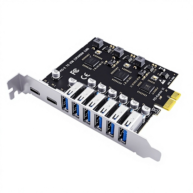Desktop USB 3.2 Expansion Adapter Card 8-Port PCI-E to Type C Front 19p Interface Model U6A2C for Chip