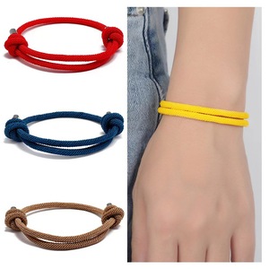 Tissu de corde sergé milanais d'amitié coloré ajustable unisexe Accessoires en cuivre unisexe en acier inoxydable pour femmes - Product Image 3