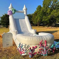 Toboggan gonflable blanc de haute qualité, toboggan aquatique en PVC de qualité commerciale, toboggan aquatique gonflable géant avec piscine pour adultes et enfants