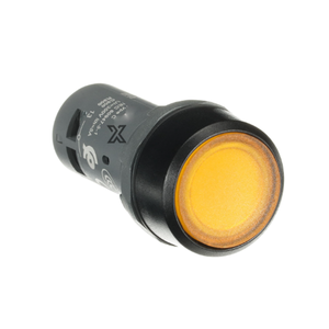 Interrupteur à bouton-poussoir CP1-11Y-10 : fonctionne comme un bouton-poussoir jaune à tête plate avec fonction d'indicateur lumineux. - Product Image 1