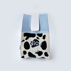 Women's Knitted Wool Bucket Fashion Handheld Casual Tote Bag Elegant Chunky Knit Bags for Knitting Woven Shopping Pouch - Product Image 2