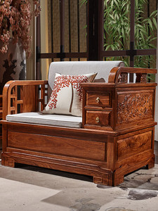 Muebles de Salón de Estilo Chino Nuevo, Combinación de Madera Maciza y Tela, Madera de Sándalo Rojo, Modelo BJH-9967-1 - Product Image 2