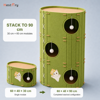 Maison pour chat en feutre multi-niveaux, style dessin animé moderne, avec lit-caverne, empilable, pour l'intérieur, pour dormir et grimper, lavable et respirante