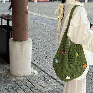 Wholesale Custom <b>Knitted</b> Shoulder <b>Bag</b> with Floral Embroidery - Product Image 5