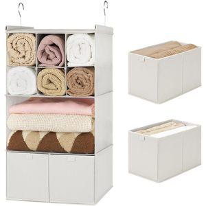 Hanging Closet Organizer With Drawers 33x15x85cm Foldable Fabric Storage For Bedroom Neatening - Product Image 1