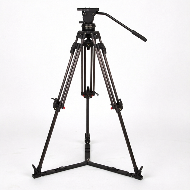 Broadcast CCTV Equipment Jiepai V15 Professional Heavy-Duty Video Camera Carbon Fiber Tripod Fluid Head 15kg Load Capacity