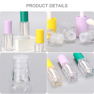 Conteneur de brillant à lèvres personnalisé avec logo, design givré carré de luxe, applicateur épais, tubes PETG vides – Grande Vente - Product Image 3