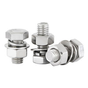 สลักเกลียวหัวหกเหลี่ยมสแตนเลส SS304 พร้อมน็อตและแหวนรอง ผลิตตามแบบ OEM จากโรงงานจีน - Product Image 1