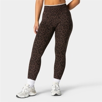 Celana Yoga Motif Leopard Pinggang Tinggi untuk Wanita; Legging Fitness Tanpa Jahitan, Pengencang Perut, dan Pas Badan