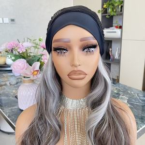 วิกผมแบบคาดศีรษะลูกไม้ฝรั่งเศสแบบยาว  ใยสังเคราะห์ทนความร้อน สีน้ำตาลธรรมชาติ ไฮไลท์สีเทา สำหรับผู้หญิง ใช้ได้ทุกวันและงานปาร์ตี้ - Product Image 6