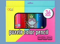 Boîte cadeau de crayons de couleur puzzle 36 couleurs avec 4 motifs de dessins animés pour enfants, fournitures de dessin et de coloriage DIY