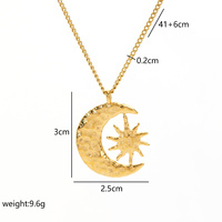 Kalung Liontin Bulan Sabit Matahari Berlapis Emas 18K Custom dari Baja Anti Karat, Rantai Kabel Tipis untuk Wanita, Hadiah Perhiasan