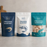 Sacs d'emballage personnalisés en plastique pour aliments surgelés, refermables, à fond plat, avec fermeture éclair, pour fruits de mer et crevettes