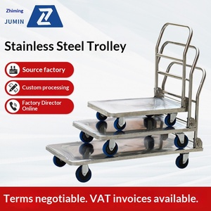 Stainless Steel Cart Warehouse Low Noise Wheel Flat <b>Trolley</b> Handling <b>Trolley</b> Luggage Folding Handling <b>Tool</b> Car - Product Image 1