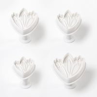 4Pcs/set Tulip Cookie Cutter Fondant Gum Paste Plunger Flower Cake Decorating Tools Biscuit Sugarcraft Molds
