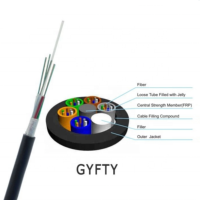 Cables de Comunicación GYTY/GYFTY GYTTY-24B1.3 para Exteriores, Monomodo, Aéreos, Reforzados con FRP, Tubo Suelto de PBT, HDPE/LSZH, Precio de Fábrica