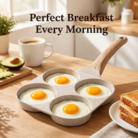 Poêle à œufs carrée antiadhésive en aluminium 4 tasses, vente en gros directe usine, pour petit-déjeuner et crêpes, idéale pour la cuisine domestique