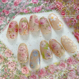 3D Transparent Sticker For Natural Flowers Rose Butterfly Nail Art Decoration Nail Relief Stickers Series Of Transfer Paper