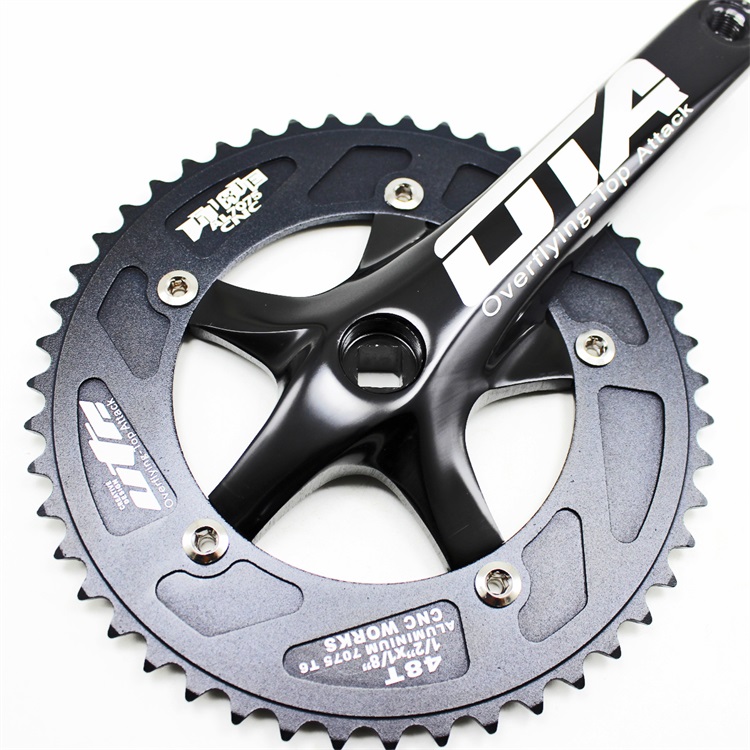 Ota 48T Fixed Gear Crankset for Road Bikes - Anodized Black/Silver