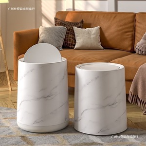 Wood Grain Wastebasket Large Capacity <b>Swing</b> Lid Living Room Kitchen Office Use - Product Image 3
