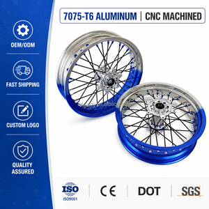 Juego de Ruedas Supermoto de 17 Pulgadas, Llantas Bicolor, Bujes Azules, Aleación de Aluminio, para Motocicletas YZ YZF YZX <span class=keywords><strong>125</strong></span> 250 450 2003-2024 - Product Image 1