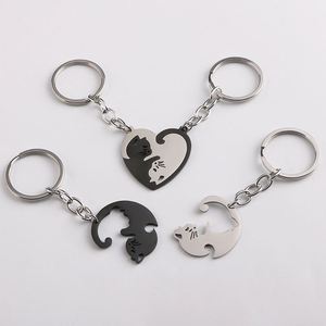 Colgante de Gato de Amor para Parejas, Llavero Antipérdida de Acero Inoxidable, Anillo para Colgar en Bolsos, Accesorios - Product Image 1