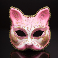 Masques de mascarade de haute qualité en gros pour Halloween, Noël, masques de chat demi-visage, costume de bal, performance, festival, fête