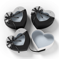 Boîte cadeau en carton rigide en forme de cœur, recyclable, vente en gros d'usine, ensemble de boîtes cadeaux multi-tailles avec fenêtre transparente et nœud