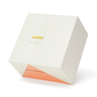 Boîte cadeau personnalisée haut de gamme blanche à double porte, 2 couches, or rose, avec doublure en éponge pour crème visage et crème contour des yeux