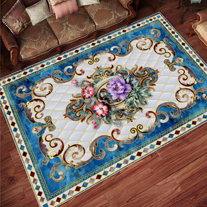 พรมลายดอกไม้สไตล์วินเทจยุโรป รูปทรงสี่เหลี่ยมผืนผ้า ผลิตจากเส้นใยโพลีเอสเตอร์ กันลื่น เหมาะสำหรับห้องนั่งเล่นและห้องนอน รุ่น H-277-7 - Product Image 4