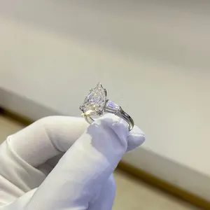 Anello Moissanite da donna in oro massiccio oro bianco 18k gioielli in oro puro 5ct taglio a pera