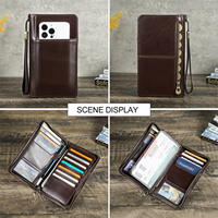 Portefeuille de voyage familial en cuir nubuck RFID Contact's avec dragonne, organiseur de passeports et de documents