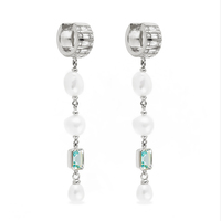 Gemnel nouveaux bijoux de mode en gros Style bohême or 18 carats Vermeil S925 perles d'eau douce topaze bleue cerceaux boucle d'oreille pendante