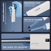 Pipette de laboratoire professionnelle à volume réglable - Conception ergonomique Haute précision Idéale pour la PCR, la culture cellulaire, la recherche clinique