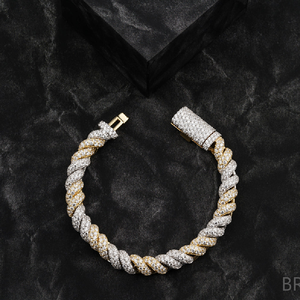 Bracelet cubain moderne en argent |   Bijoux ethniques pour femmes sertis de diamants cultivés en laboratoire certifiés IGI à deux rangs - Product Image 4