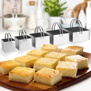 Set di Tagliabiscotti (5 Pezzi/Set) Stampo Quadrato con Manico, Strumento Professionale <span class=keywords><strong>per</strong></span> Impastare, Confezione in Sacchetto PP - Product Image 2