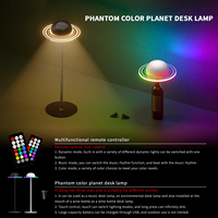 Lámpara de mesa LED Planet, modo de música RGB, luz nocturna de ambiente recargable para lectura, escritura, iluminación de decoración interior