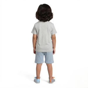 Ensemble t-shirt et short en coton doux tricoté, tenue d'été décontractée en deux pièces pour enfants, garçons et filles, respirant et confortable pour un usage quotidien - Product Image 6