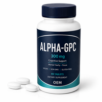 Comprimés Alpha GPC Clean Label Végétaliens Sans OGM Sans Gluten Choline Nutrition Bien-être Cognitif Clarté Mentale Approvisionnement Quotidien OEM