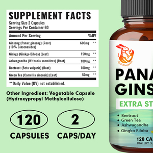 Suplemento para el Cuidado de la Salud, Cápsulas de Jengibre Panax con Té Verde y Ashwagandha para un Apoyo Cognitivo Saludable, Cápsulas para la Salud General - Product Image 4