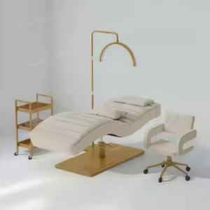 Lit de massage de luxe pour salon de beauté, en cuir noir, avec cadre en métal, vente chaude - Product Image 6