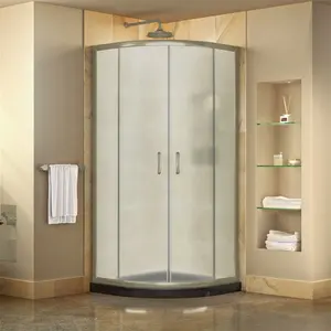 Oumeiga kreisförmiger Duschabtrennung runder gebogener Duschschirm und Boden offen in zwei Richtungen für Hotel