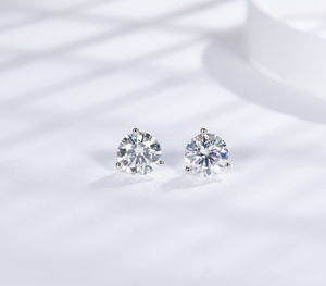 Pendientes de Compromiso de Plata de Ley para Mujer con Moissanita de Silicio de 1 Quilate y Piedras Sintéticas de 6.5mm - Product Image 3