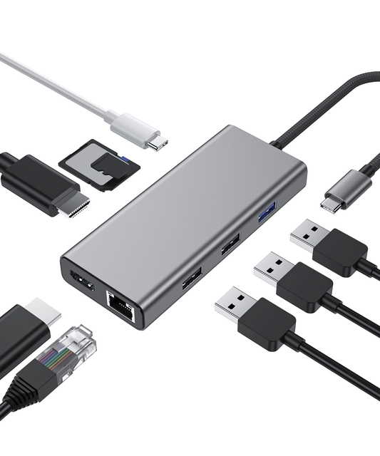 PULWTOP USB C Docking Station to Dual HDMI Adapter, with Dual HDMI, Ethernet, PD Compatible for Dell XPS 13/15, Lenovo Yoga, Etc