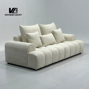 Ensemble <span class=keywords><strong>de</strong></span> canapés sectionnels modernes haut <span class=keywords><strong>de</strong></span> gamme VL, couleur crème, avec accoudoirs épais et nervurés, pour salon - Product Image 2